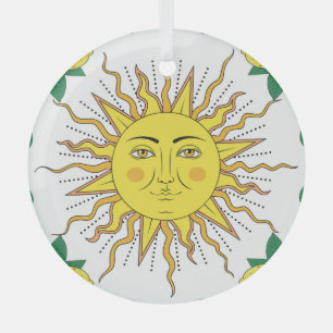 Tropische Zitronenfrüchte, Sonnengesicht. Ornament Aus Glas