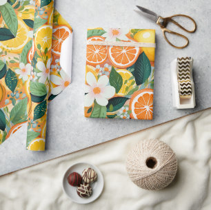 Tropische Zitrusblüten Floral Geschenkpapier