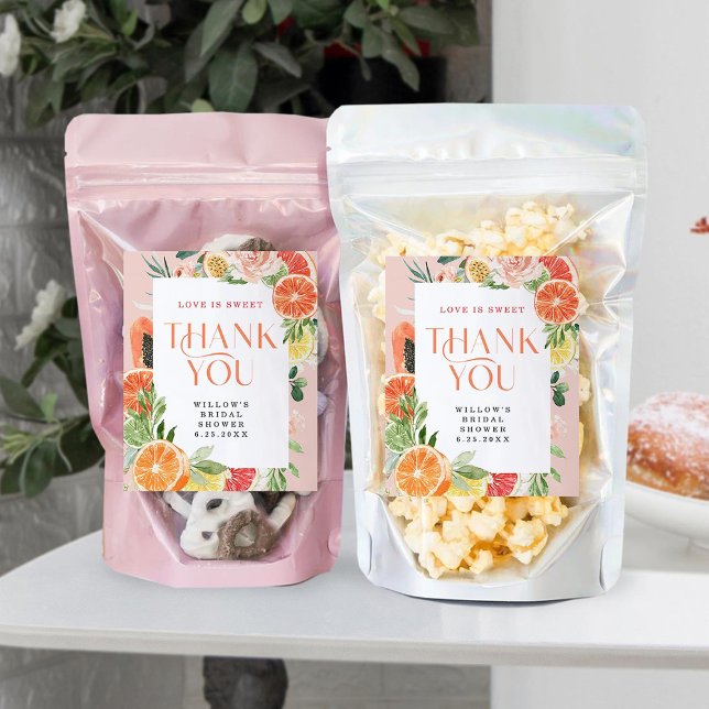 Tropische Zitrusfrüchte-Brautparty-Snack-Liebesmar Weinetikett (Von Creator hochgeladen)