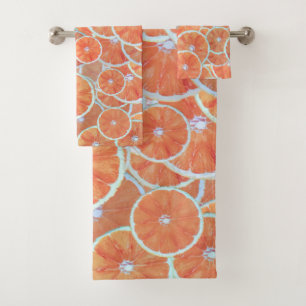 Tropische Zitrusfrüchte Orangen Mandarine Scheibe Badhandtuch Set