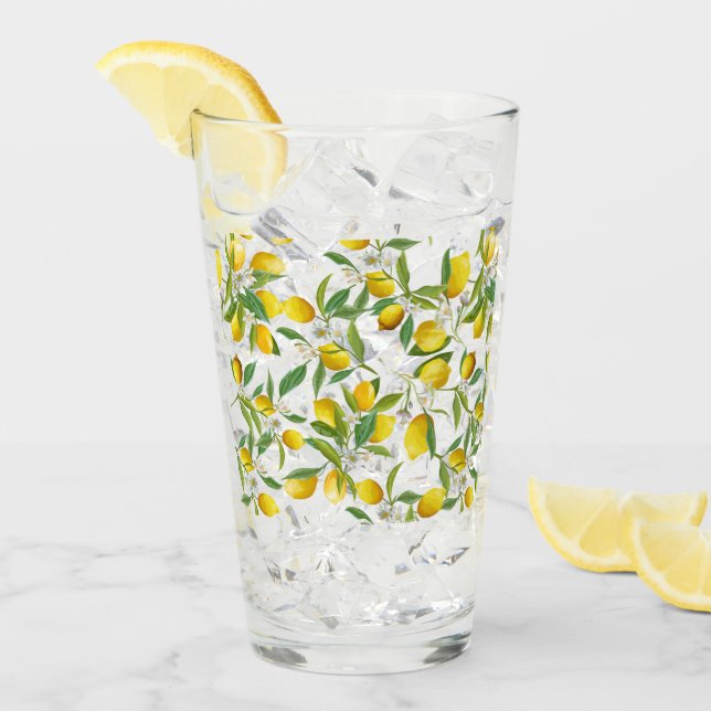 TROPISCHE Zitrusfrüchte SOMMERFRÜCHTE Blume Zitron Glas (Vorderseite Ice)