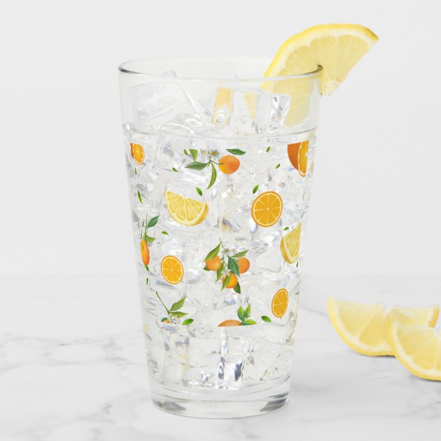 TROPISCHE Zitrusfrüchte SOMMERFRÜCHTE Orangefarben Glas (Rückseite Ice)