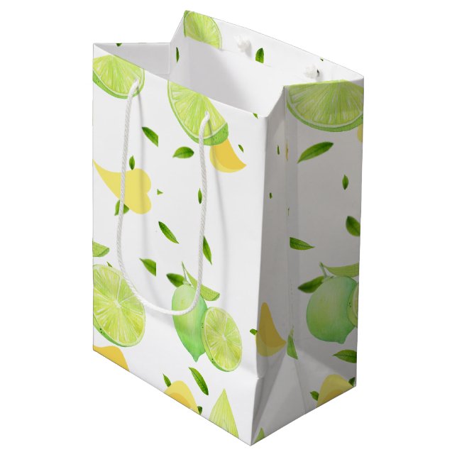 TROPISCHE Zitrusfrüchte SOMMERFRÜCHTE Orangefarben Mittlere Geschenktüte (Vorderseite Schrägansicht)