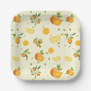 TROPISCHE Zitrusfrüchte SOMMERFRÜCHTE Orangefarben Pappteller