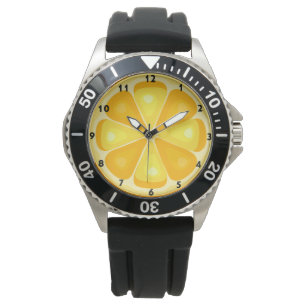 TROPISCHE Zitrusfrüchte SOMMERFRÜCHTE Orangenlemon Armbanduhr
