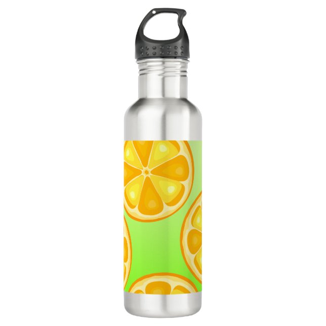 TROPISCHE Zitrusfrüchte SOMMERFRÜCHTE Orangenlemon Edelstahlflasche (Vorderseite)