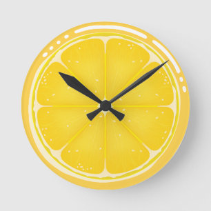 TROPISCHE Zitrusfrüchte SOMMERFRÜCHTE Orangenlemon Runde Wanduhr