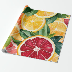 Tropische Zitrusfrüchtescheiben Orange Geschenkpapier