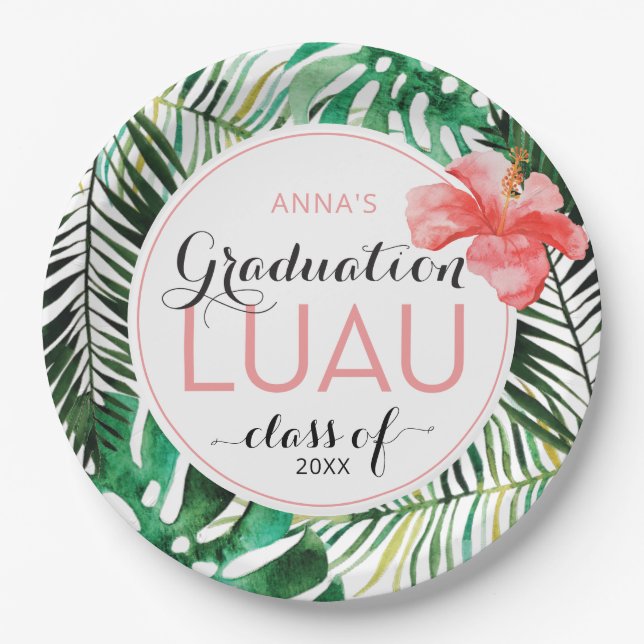 Tropischer Abschluss Luau Party Pappteller (Vorderseite)