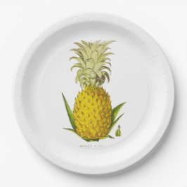 Tropischer Akzent Ananas Vintage-Illustration Med Pappteller