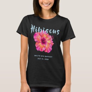 Tropischer Aloha Hibiskus Geburtstag T-Shirt
