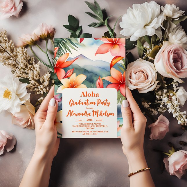 Tropischer Aloha Luau Summer Flora Abschluss Einladung (Von Creator hochgeladen)