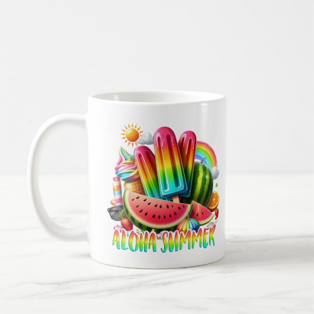 Tropischer Aloha Sommer , Sommerparadies T-Shirt Kaffeetasse (Links)