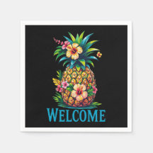 Tropischer Ananas Cocktail Napkin Willkommen