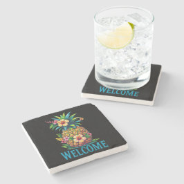 Tropischer Ananas Cocktail Napkin Willkommen Steinuntersetzer