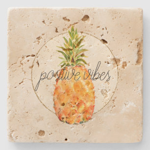 Tropischer Ananas-Gold-Glitzer Steinuntersetzer