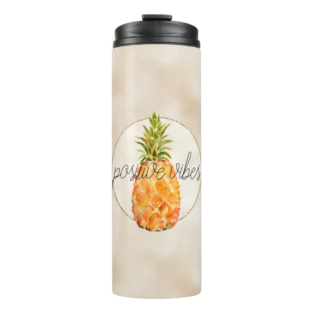 Tropischer Ananas-Gold-Glitzer Thermosbecher (Vorderseite)