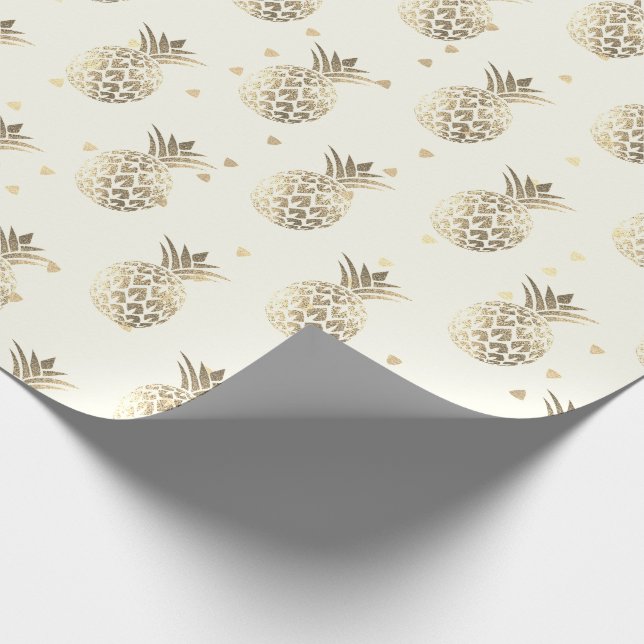 Tropischer Ananas-Goldpia-Lux Geschenkpapier (Ecke)