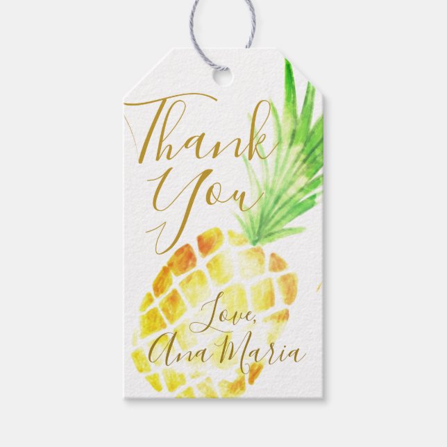 Tropischer Ananas-"hineingegossen mit Liebe-" Geschenkanhänger (Vorderseite)
