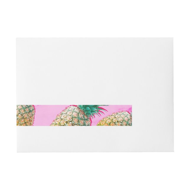 Tropischer Ananas rosa Marmor Modernes Party Rundum-Adressaufkleber (Vorderseite)