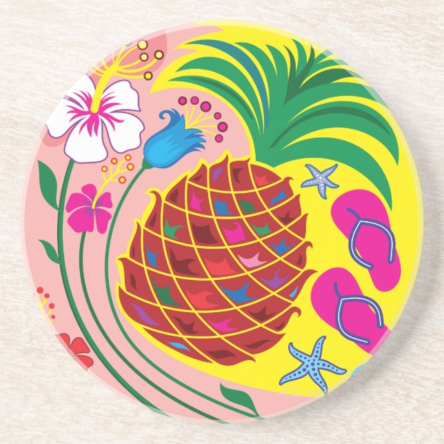 Tropischer Ananas Sommer Getränkeuntersetzer (Vorne)
