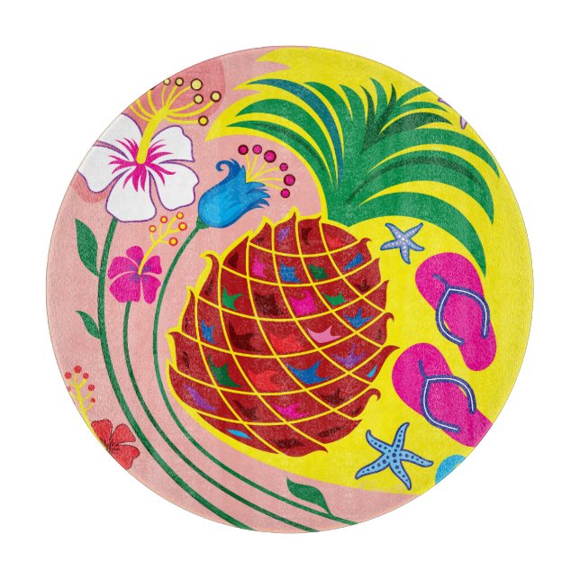 Tropischer Ananas Sommer Schneidebrett (Vorderseite)