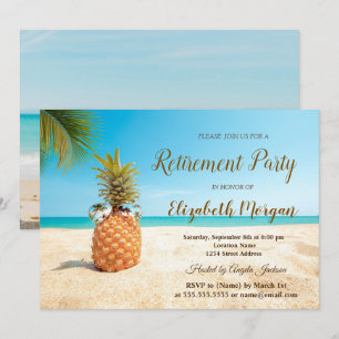 Tropischer Ananas-Strand-Sand-Ruhestandsfeier  Einladung
