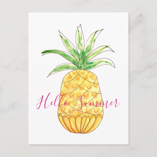 Tropischer Ananas Wasserfarben Sommer Postkarte (Vorderseite)
