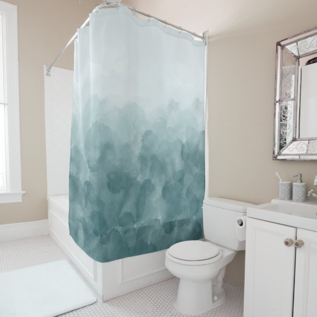 Tropischer aquamariner blauer Watercolor Duschvorhang (Beispiel)