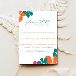 Tropischer Aquamariner Orange Pink Hibiskus RSVP Karte