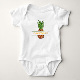Tropischer Aquarell-Ananas-Baby-Name Baby Strampler