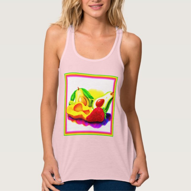 Tropischer Avocado, Erdbeere und Mango. Jetzt kauf Tank Top (Vorderseite)