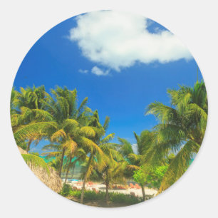 Tropischer Badeort, Belize Runder Aufkleber