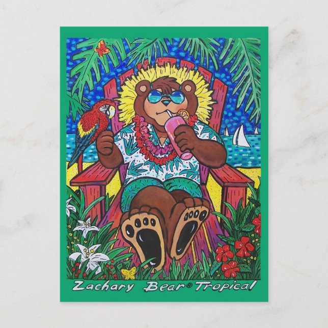 Tropischer Bärenkarte Postkarte (Vorderseite)