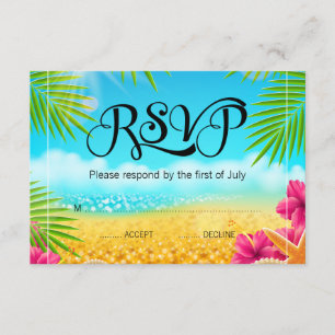 Tropischer Beach Pink Hibiskus Bat Mitzvah UAWG RSVP Karte