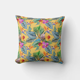 Tropischer Bird des Paradieses und des Orchideen S Kissen