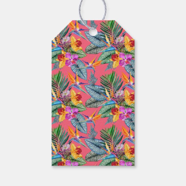 Tropischer Bird des Paradieses und des Orchideenfr Geschenkanhänger (Vorderseite)