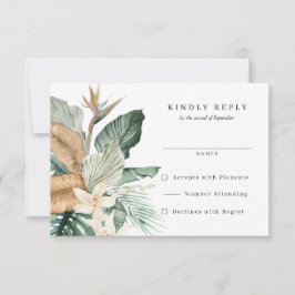Tropischer Bird of Paradise Flora Hochzeit RSVP Karte