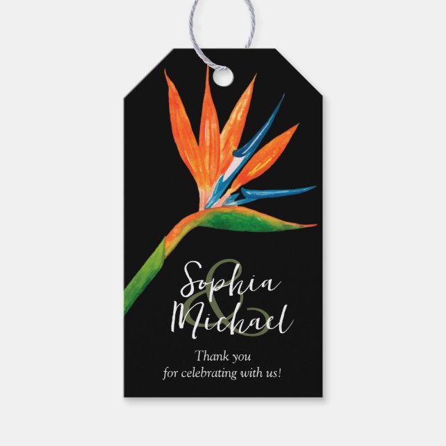 Tropischer Bird of Paradise Hochzeit Vielen Dank Geschenkanhänger (Vorderseite)