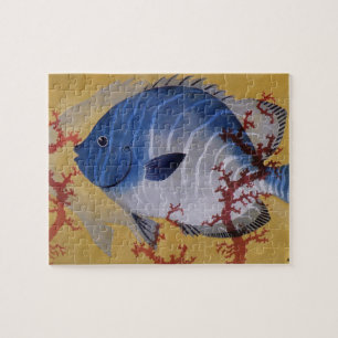 Tropischer Blauer Fisch Vintage Koralle Meereslebe