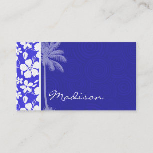 Tropischer blauer Hibiskus; Palme Visitenkarte