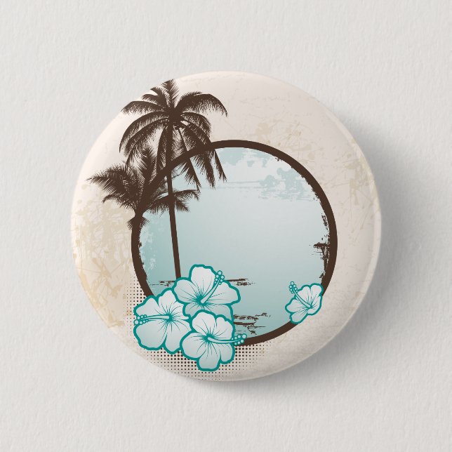 Tropischer blauer Kreis Button (Vorderseite)