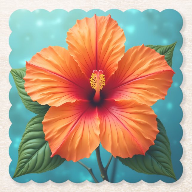 Tropischer Blaze: Der hawaiianische Hibiskus Untersetzer (Vorderseite)