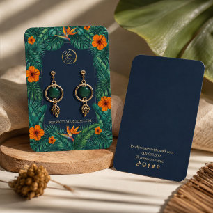 Tropischer Blumen-Schmuck Halskette Ohrringe  Visitenkarte