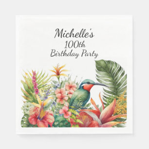 Tropischer Blumener Kolibri 100. Geburtstag Serviette