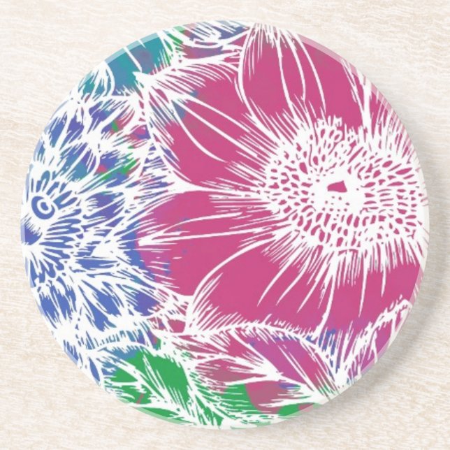 Tropischer Blumengarten Getränkeuntersetzer (Vorne)