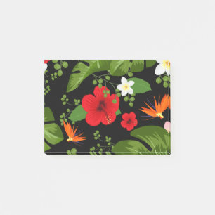 Tropischer Blumenhintergrund 4 Post-it Klebezettel
