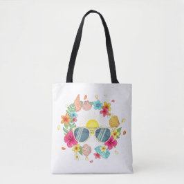 Tropischer Blumenkranz Sonnenbrille Weiße Leinwand Tasche