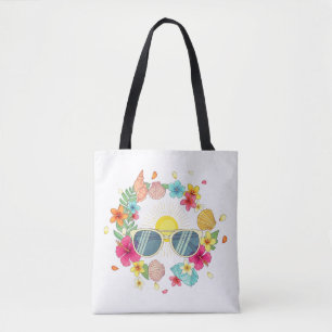 Tropischer Blumenkranz Sonnenbrille Weiße Leinwand Tasche