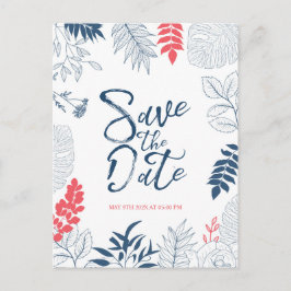 Tropischer Blumenrahmen Moderne Hochzeitstypografi Ankündigungspostkarte